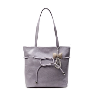 Sac fourre-tout minimaliste lavande en cuir synthétique avec breloque décorative en perles