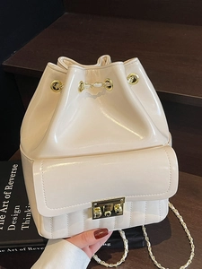 Borsa a Secchiello da Donna in Stile Coreano Pieghettata con Coulisse Lussuosa Borsa a Tracolla in Pelle PU Trapuntata a Catena