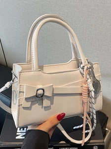 Borsa Piccola Quadrata PU con Fiocco Donna Stile Coreano Y2K Tracolla con Ciondolo Racchetta da Tennis Tempo Libero