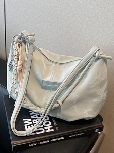 Minimalist marble pattern mint green hobo tote bag with woven strap and metal hardware