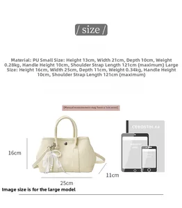 Tableau des tailles pour sac à main en cuir PU avec dimensions et comparaison