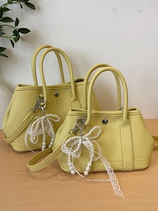Sac Seau en Cuir PU Pour Femmes Avec Pendentif Nœud en Künstliche Perles et Dentelle Sac à Main Bandoulière Couleur Unie