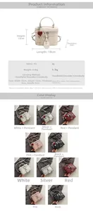 Detail view of mini PU leather box bag showing compact structure and textured material