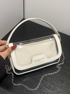 Sac à Main Gelée Transparent Mode Femmes PU PVC Épissage Carré Sac Bandoulière Avec Chaîne en Métal Sac de Banlieue Niche