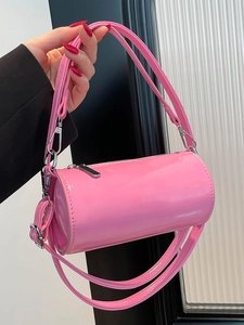 Trendige Einfache Einfarbige Zylinder Kissentasche Damen Mode PU Leder Umhängetasche Kleine Schulterhandtasche Täglich Lässig Pendeltasche