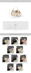 Size chart showing height 14cm and width 17cm for the PU leather crossbody box bag