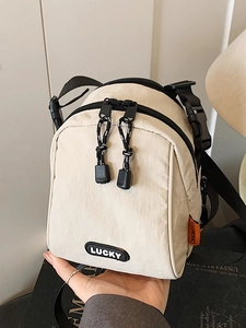 Minimalist PU Leather Crossbody Phone Bag For Women Men Casual Lucky Letter Patch Adjustable Strap Lightweight Travel Handbag