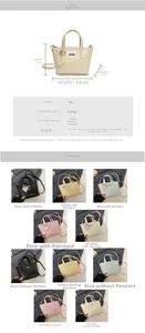 Detailed size chart and multi-color options for minimalist PU bucket shoulder bag