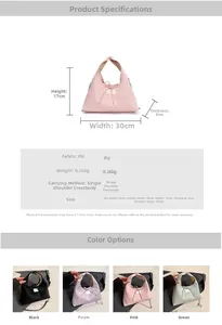 Detailed size specifications for French dumpling bag with PU material and chain strap