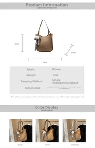 Dimensions détaillées du sac d'épaule en paille tressée avec breloque et options de couleur