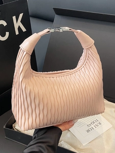 Minimalist Pleated Crossbody Bag For Women Soft PU Leather Hobo Bag Wrinkled Handbag Ruched Shoulder Bag Versatile Daily Commute Bag
