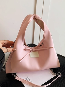 French Style Women PU Leather Bow Handbag Simple Dumpling Crossbody Bag Lightweight Chain Shoulder Bag For Daily Commuting Office