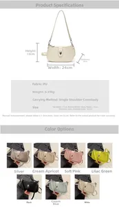 Detailed size specifications for the oil wax leather underarm bag with color options