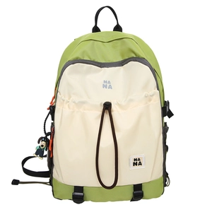 Grande zaino casual verde erba e bianco crema con ciondolo a forma di cane e logo NA NA