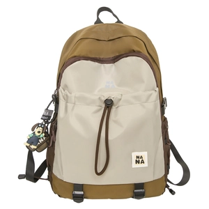 Zaino minimalista in verde oliva e grigio chiaro con grazioso ciondolo a cane