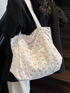 Tragetasche aus weißer Spitze mit Blumenstickerei und geräumigem Schulterdesign für Damen