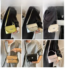Collage of chic oil-wax leather crossbody bags in six versatile colors for women