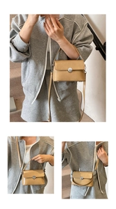 Detailed views of a brown oil wax leather crossbody bag with silver clasp and dual straps