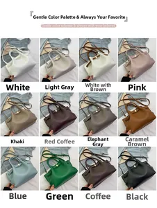 Detailed grid showing 12 different colors of litchi texture leather tote bags