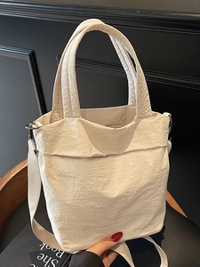Japanese Korean Style Minimalist Pleated Handbag For Women Solid Color Versatile Lightweight Casual Crossbody Bag Small Tote Bag