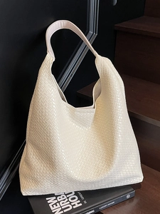 Women Large Capacity PU Leather Woven Tote Bag Urban Commuter Braided Shoulder Hobo Bag With Pouch Fashion Casual Handbag