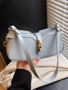 Sac Sous le Bras Élégant en Cuir PU Verni pour Femmes Sac à Épaule de Luxe Brillant Avec Fermoir Doré Style Baguette