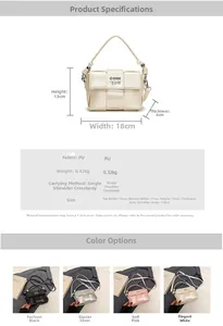 Detailed size chart for woven PU leather handbag with COIH logo and strap measurements