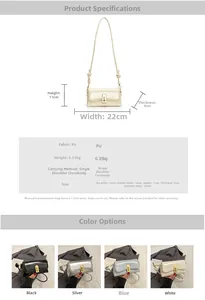 Detailed size chart for the PU leather crossbody bag showing dimensions and weight