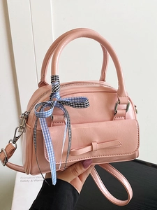 Sac à Main Femme Tendance en Cuir PU Minimaliste Urbain Décor Nœud Papillon Ruban Sac Bandoulière Coréen Polyvalent Navetteur