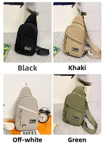 Sacs de poitrine à bandoulière en noir, kaki, crème et vert en tissu nylon durable