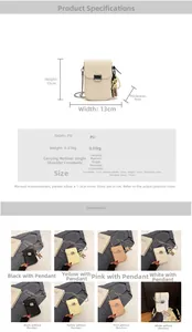 Detailed size chart and material specifications for this lychee texture PU crossbody bag