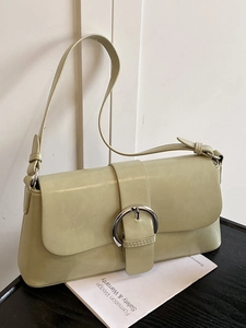Fashionable PU Leather Underarm Bag For Women Vintage Chic Small Square Shoulder Bag With Round Metal Buckle Minimalist Casual Purse