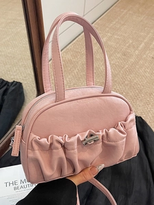 Sac Oreiller en Cuir PU Foncé pour Femmes Style Coréen Minimaliste Sac à Bandoulière Polyvalent avec Serrure en Métal Sangle Réglable