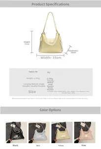 Tableau des tailles détaillé pour le sac fourre-tout en cuir PU avec dimensions et poids