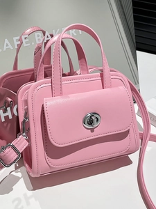 Borsa Quadrata Piccola da Donna in Pelle PU con Chiusura a Torsione Argento Borsa a Tracolla a Mano alla Moda per Tutti i Giorni