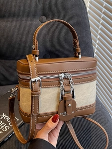 Sac Bandoulière Boîte en Cuir PU Rétro pour Femmes Petit Sac à Main Carré Patchwork Contrasté pour le Quotidien