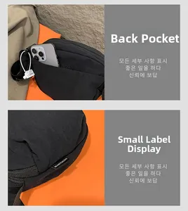 Detail of crossbody bag featuring a hidden back pocket for smartphone storage