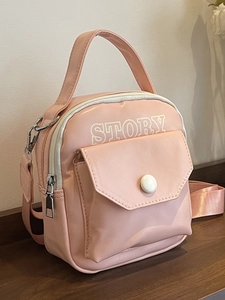 Sac Bandoulière Femme en Cuir PU Sac de Téléphone Impression de Lettres Story Petit Sac à Main Couleur Contrastée Sac Casual