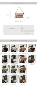 Detailed technical drawing of the woven handbag with dimensions and color palette options