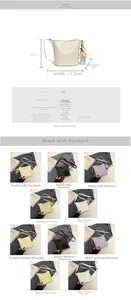 Detailed dimension guide and color options for the minimalist PU leather bucket bag