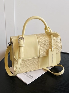 Sac à Main en Cuir PU Mode Femmes Patchwork Tissé Urbain Simple Trajet Épaule Sac Bandoulière Petit Sac Carré pour Femmes