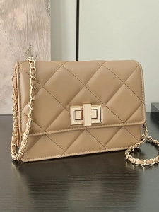 Sac Bandoulière Matelassé En Losange Pour Femmes Petit Sac Carré Rétro De Luxe Avec Bandoulière En Chaîne Cuir PU