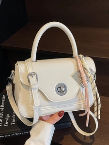 Women's Vintage Oil Wax PU Leather Small Square Bag Korean Fashion Turn-lock Handbag Daily Commute Crossbody Shoulder Bag