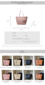 Detailed size chart and dimensions of the classic printed large capacity tote bag