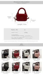 Guide des tailles détaillé et quatre coloris du mini sac bandoulière tendance en PU
