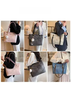 Detailed grid view of minimalist large capacity tote bags in multiple trendy colors