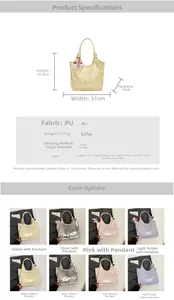Detailed size specifications and material chart for the large oil wax leather tote bag
