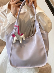 Minimalist lavender oil wax tote bag for women with a cute horse charm and spacious design