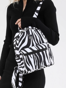 Stylish zebra print mini backpack with adjustable straps for women casual travel