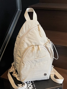 Sac de Poitrine Décontracté en Nylon pour Femmes Hommes Couleur Unie Léger Imperméable Une Sangle Sac à Dos de Voyage